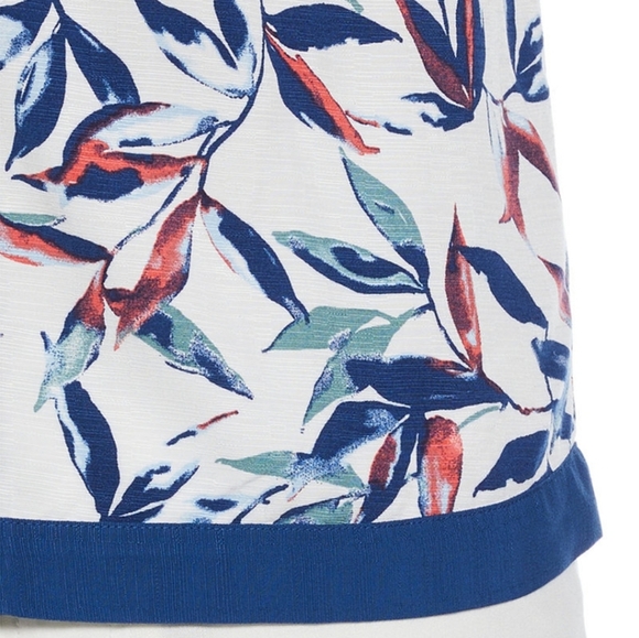 Cubavera Button-Front Watercolor Leaf Print Camp Shirt - Picture 9 of 9